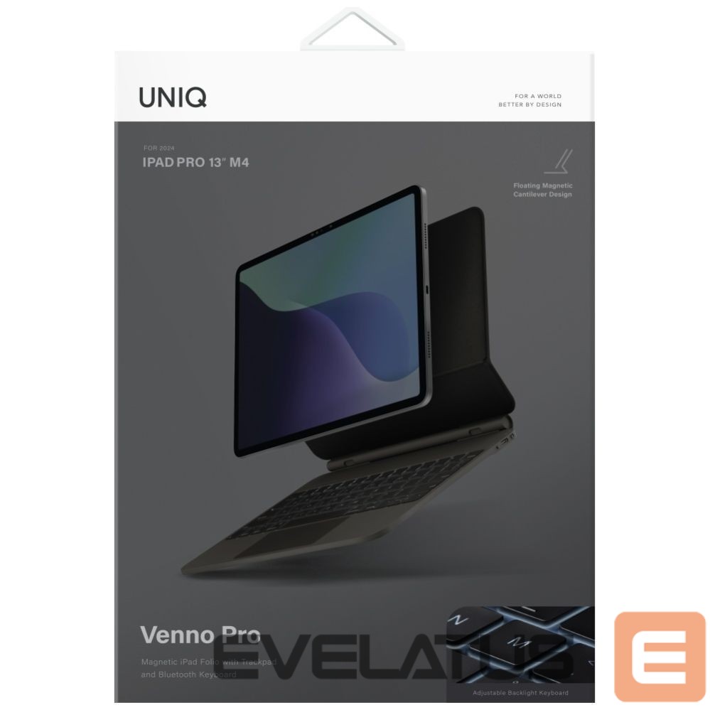 Kitos prekės UNIQ Uniq Venno Pro Magnetic Smart Case with Keyboard for iPad Air 13" 2024 / 2025 / iPad Pro 13" 2024 - Black