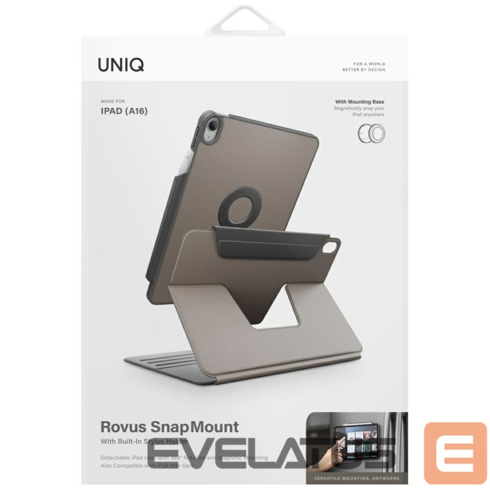 Kitos prekės UNIQ Uniq Rovus Snapmount Magnetic 360 Rotating Detachable Case for iPad 11" 2025 / iPad 10.9" 2022 (10th gen.) - Gray