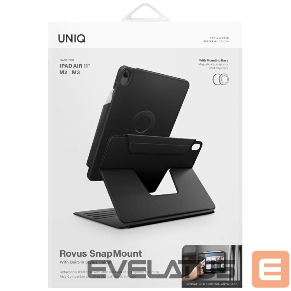 Kitos prekės UNIQ Uniq Rovus Snapmount Magnetic 360 Rotating Detachable Case for iPad Air 11" 2024 / 2025 / iPad Air 10.9" 2020 / 2022 - black