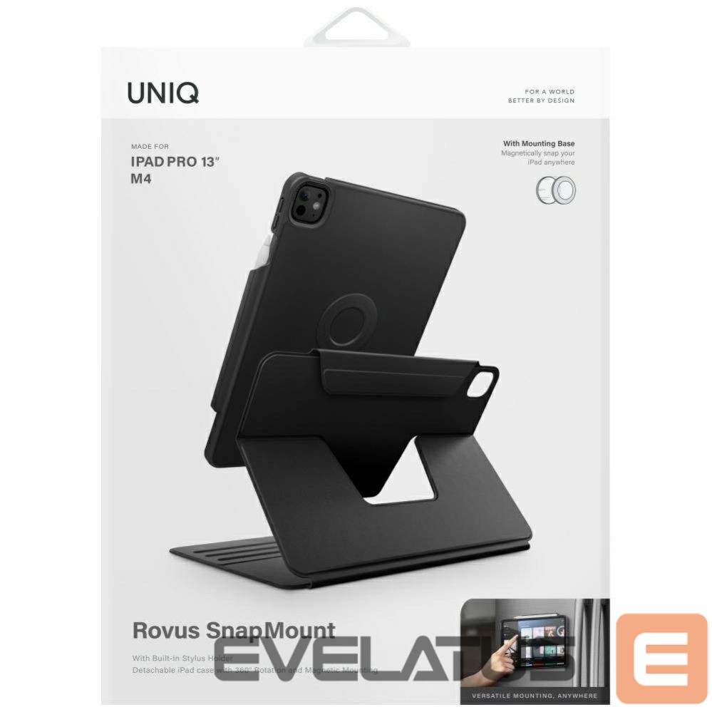 Kitos prekės UNIQ Uniq Rovus Snapmount Magnetic 360 Rotating Detachable case for iPad Pro 13" 2024 (7th generation) - black
