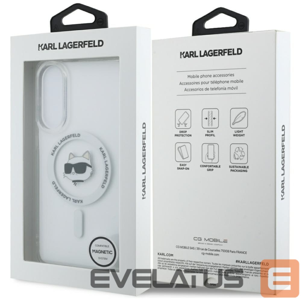 Kitos prekės Karl Lagerfeld Karl Lagerfeld Button Choupette Head Printed Logo MagSafe Case for Samsung Galaxy S25 Edge - White
