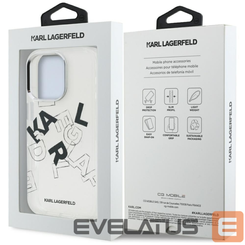 Kitos prekės Karl Lagerfeld Karl Lagerfeld IML Sketched Graphic Case for iPhone 16 Pro - Clear