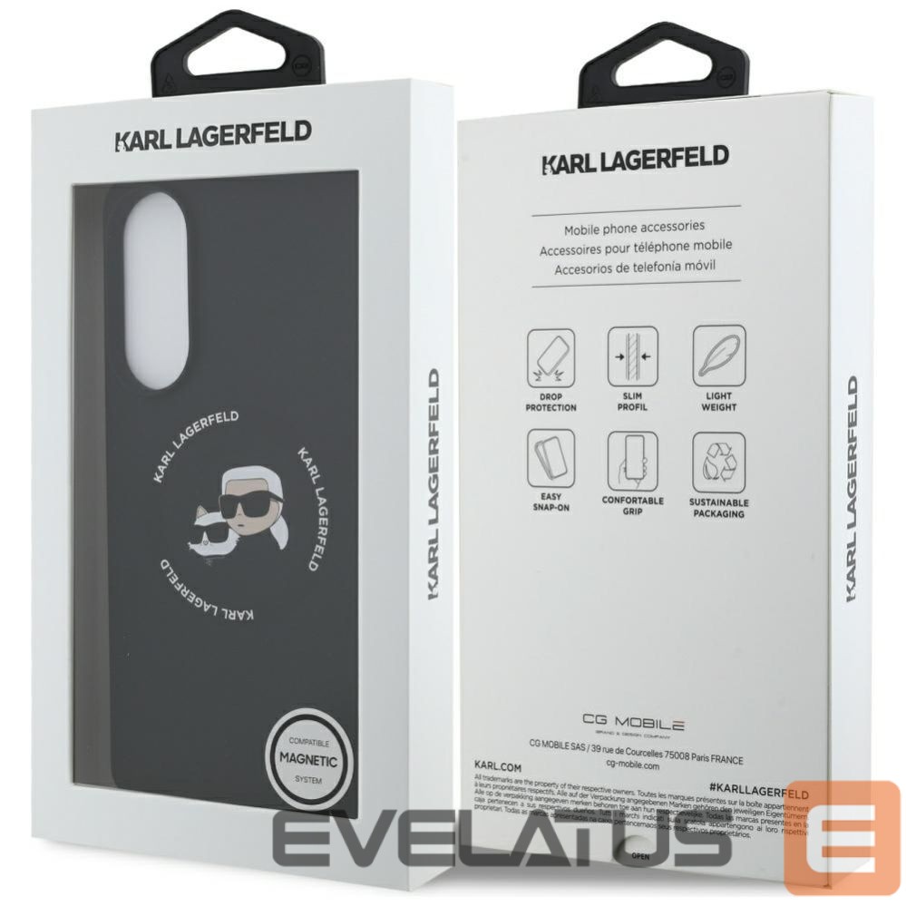 Kitos prekės Karl Lagerfeld Karl Lagerfeld Silicone nauble Heads And Circle MagSafe case for Samsung Galaxy S25 Edge - black