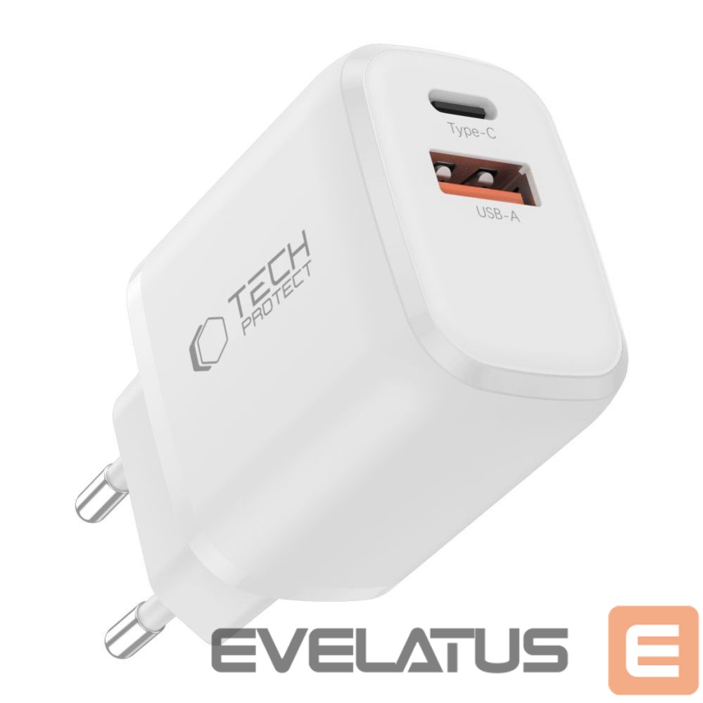 Kitos prekės Tech-Protect Tech-Protect NCA20 PD 20W QC3.0 USB-A / USB-C Wall Charger + USB-C / Lightning Cable 100cm - White