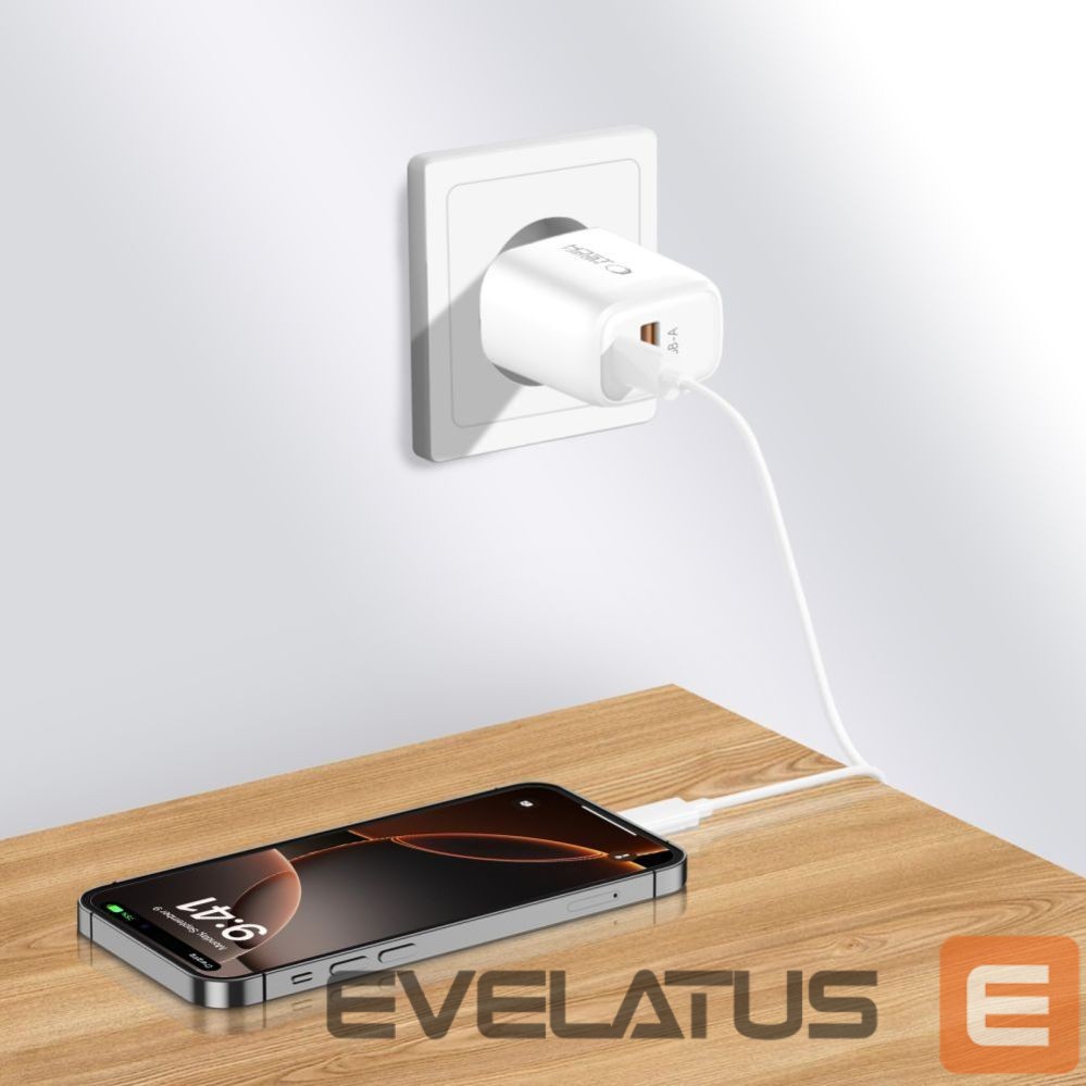 Kitos prekės Tech-Protect Tech-Protect NCA20 PD 20W QC3.0 USB-A / USB-C Wall Charger + USB-C / Lightning Cable 100cm - White