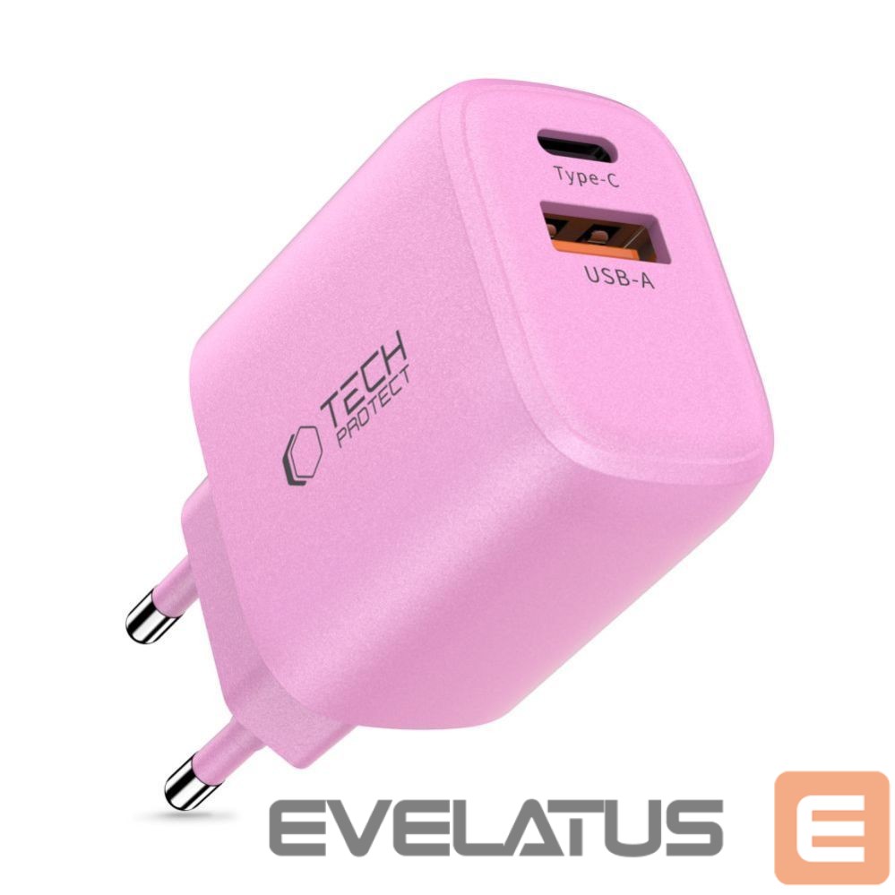 Kitos prekės Tech-Protect Tech-Protect NCA30 PD 30W QC3.0 USB-A / USB-C Wall Charger - Pink