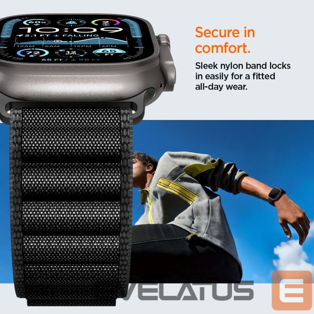 Kitos prekės Spigen Strap Spigen WBF1 Strap for Apple Watch 44 / 45 / 46 / 49 mm - Black