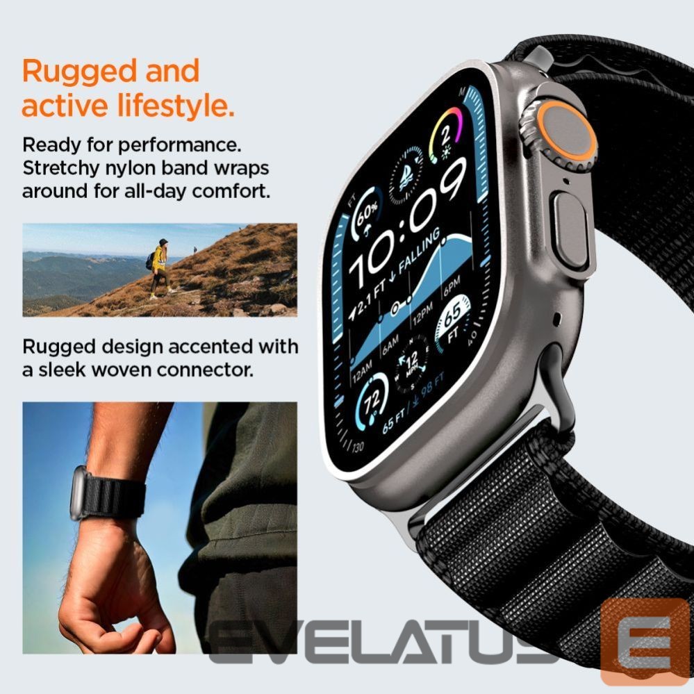 Kitos prekės Spigen Strap Spigen WBF1 Strap for Apple Watch 44 / 45 / 46 / 49 mm - Black