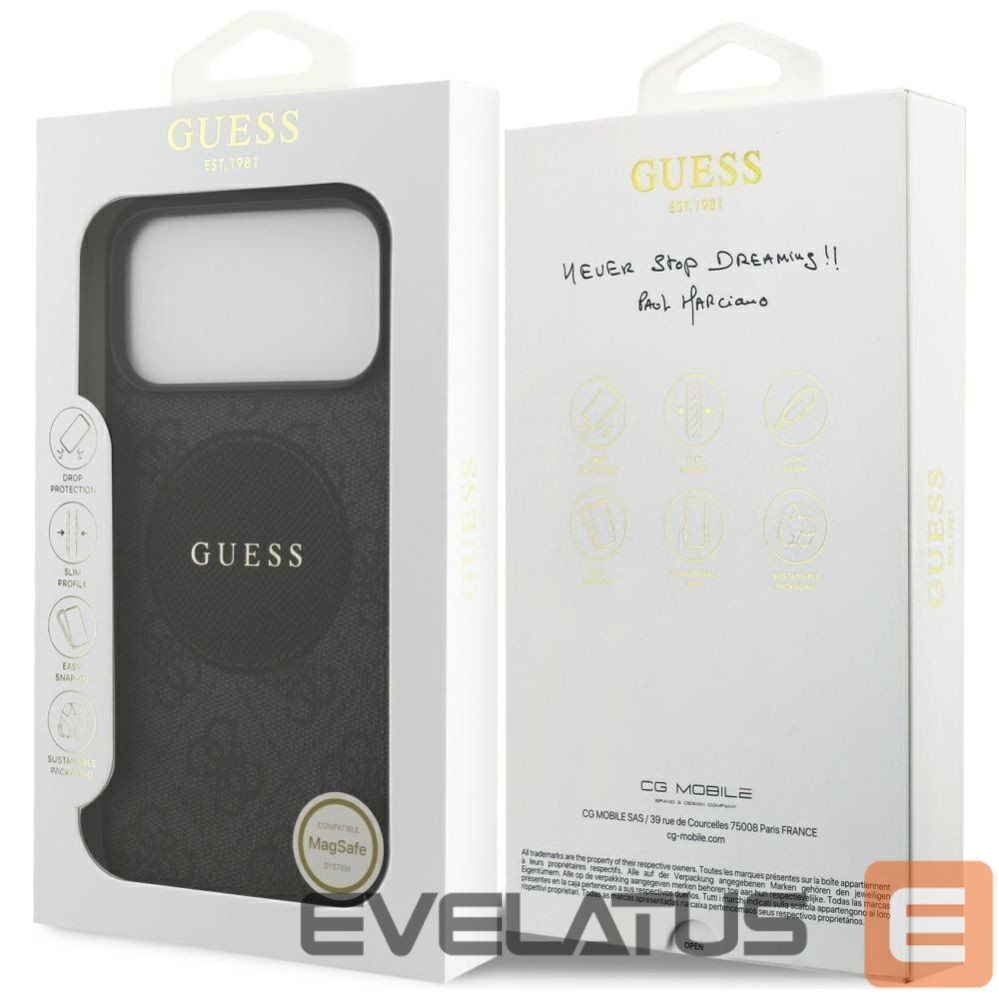 Kitos prekės Guess Guess 4G Circle Classic Logo MagSafe case for iPhone 17 Pro Max - black