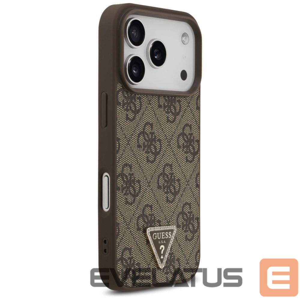 Kitos prekės Guess Guess Leather 4G Triangle Strass MagSafe Case for iPhone 17 Pro - Brown