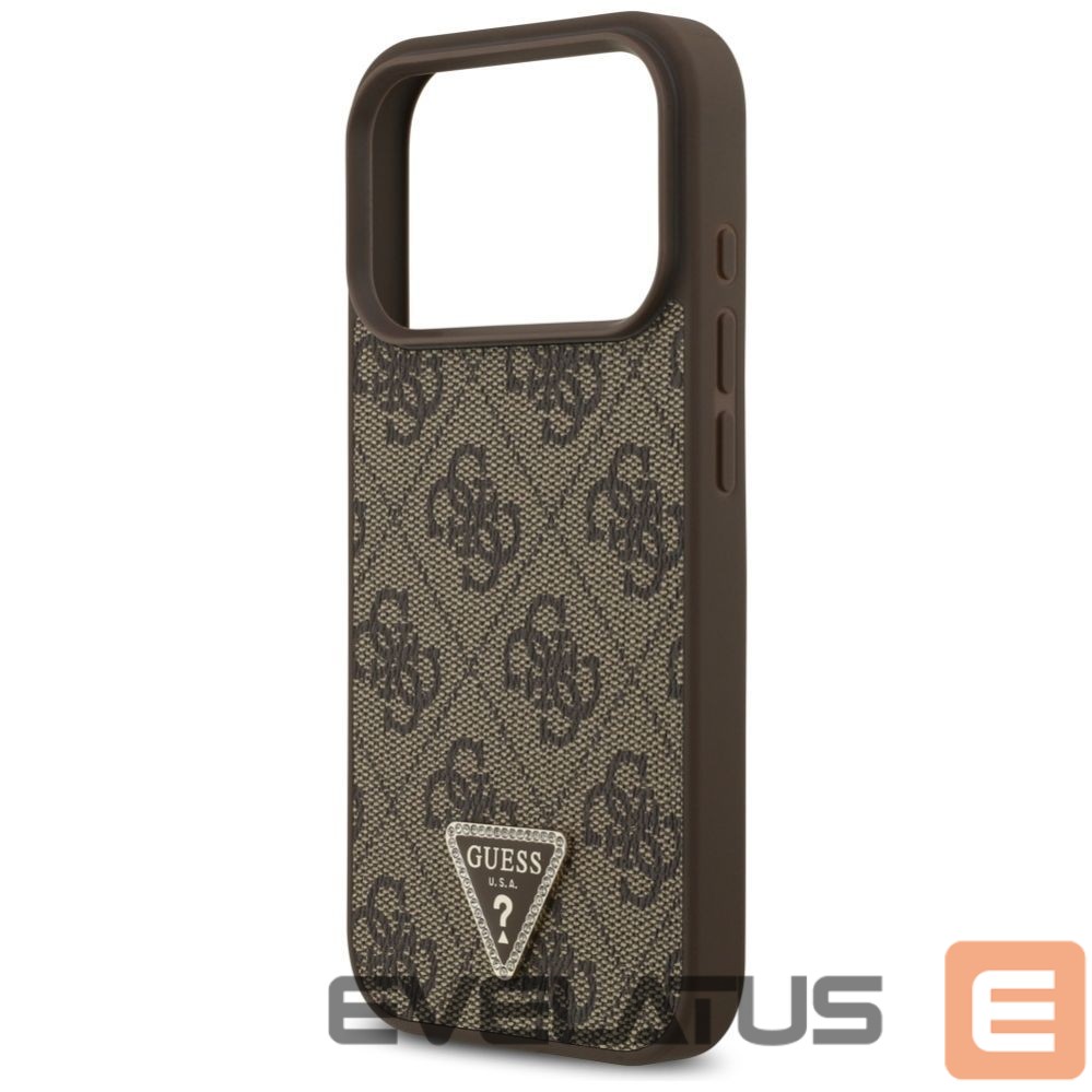 Kitos prekės Guess Guess Leather 4G Triangle Strass MagSafe Case for iPhone 17 Pro - Brown