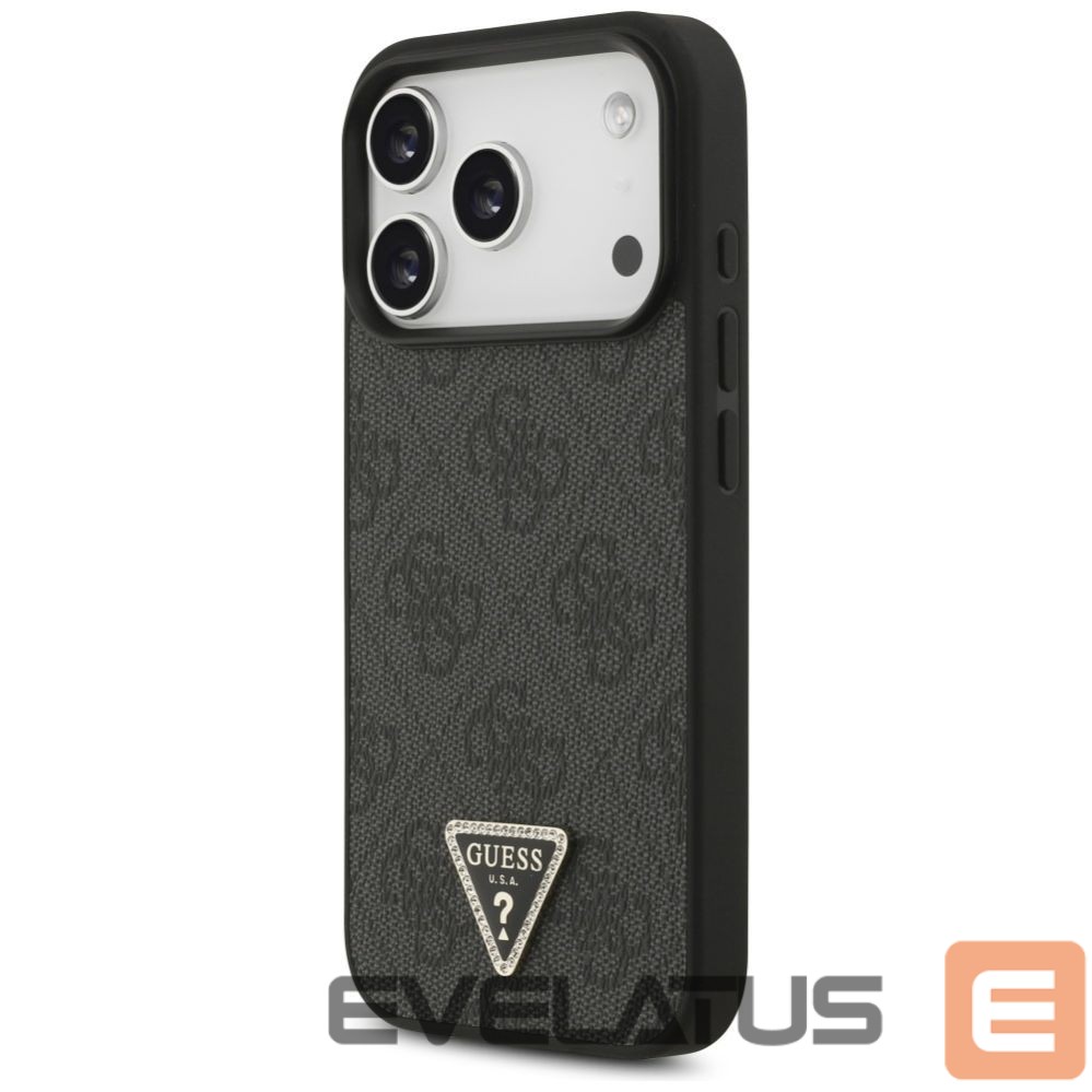 Kitos prekės Guess Guess Leather 4G Triangle Strass MagSafe Case for iPhone 17 Pro - Black