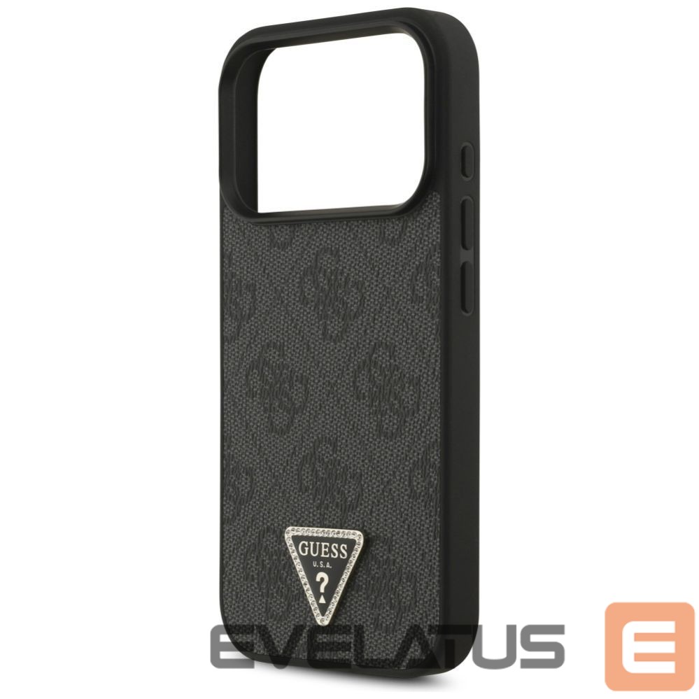 Kitos prekės Guess Guess Leather 4G Triangle Strass MagSafe Case for iPhone 17 Pro - Black
