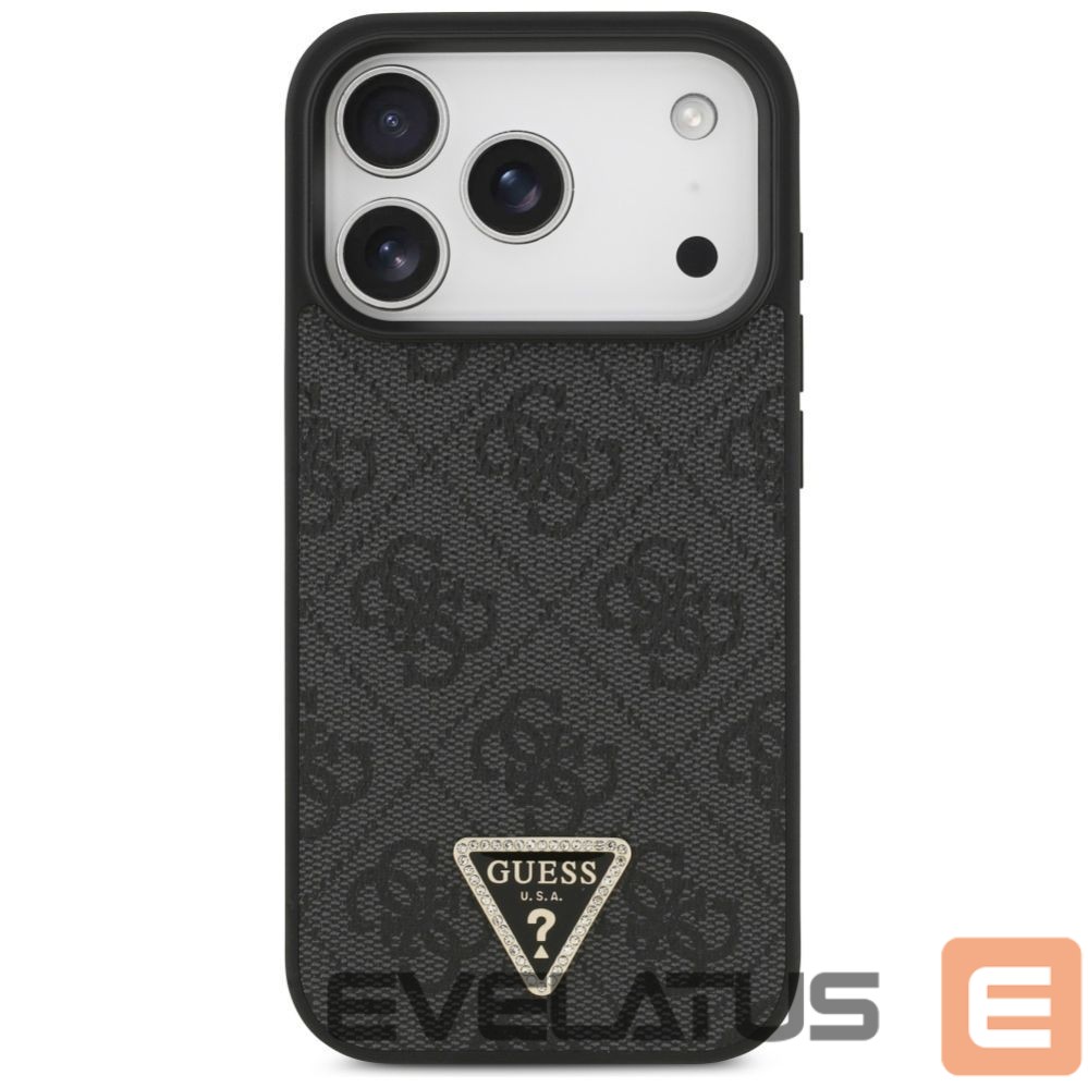 Kitos prekės Guess Guess Leather 4G Triangle Strass MagSafe Case for iPhone 17 Pro - Black