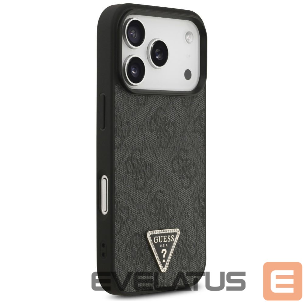 Kitos prekės Guess Guess Leather 4G Triangle Strass MagSafe Case for iPhone 17 Pro - Black