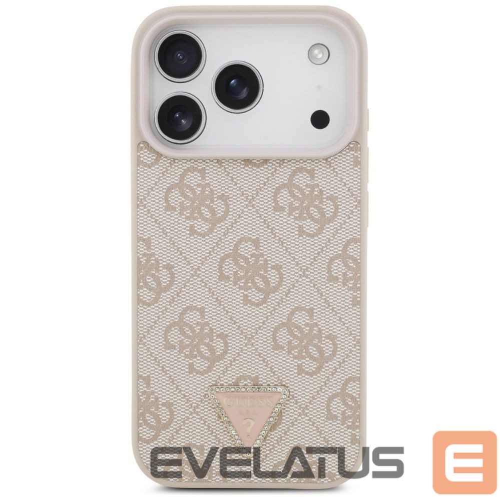 Kitos prekės Guess Guess Leather 4G Triangle Strass MagSafe Case for iPhone 17 Pro - Pink