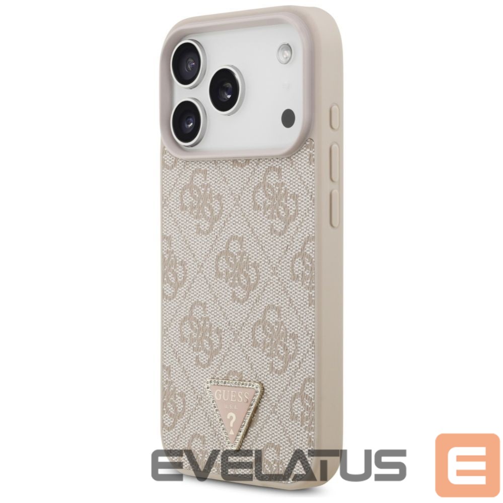 Kitos prekės Guess Guess Leather 4G Triangle Strass MagSafe Case for iPhone 17 Pro - Pink
