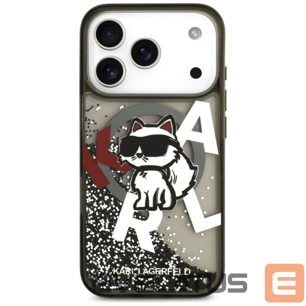 Kitos prekės Karl Lagerfeld Karl Lagerfeld Liquid Glitter Choupette Logo MagSafe Case for iPhone 17 Pro - Black