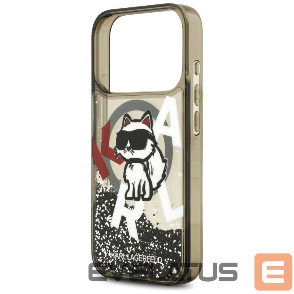 Kitos prekės Karl Lagerfeld Karl Lagerfeld Liquid Glitter Choupette Logo MagSafe Case for iPhone 17 Pro - Black