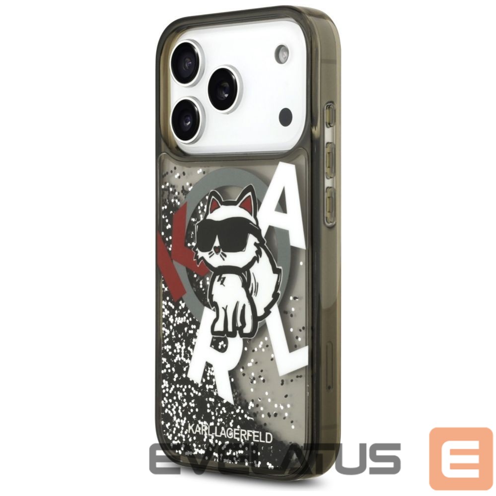 Kitos prekės Karl Lagerfeld Karl Lagerfeld Liquid Glitter Choupette Logo MagSafe Case for iPhone 17 Pro - Black