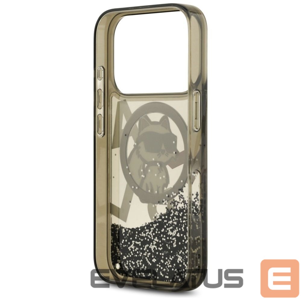 Kitos prekės Karl Lagerfeld Karl Lagerfeld Liquid Glitter Choupette Logo MagSafe Case for iPhone 17 Pro - Black
