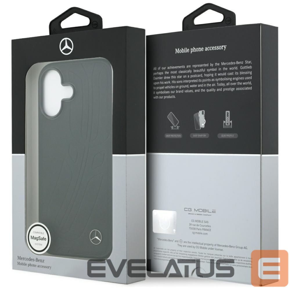 Kitos prekės Mercedes-Benz Mercedes Leather Large Laurel Leave MagSafe Case for iPhone 17 - Black