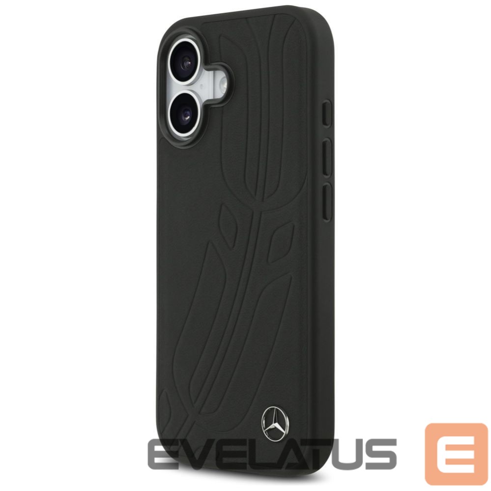 Kitos prekės Mercedes-Benz Mercedes Leather Large Laurel Leave MagSafe Case for iPhone 17 - Black