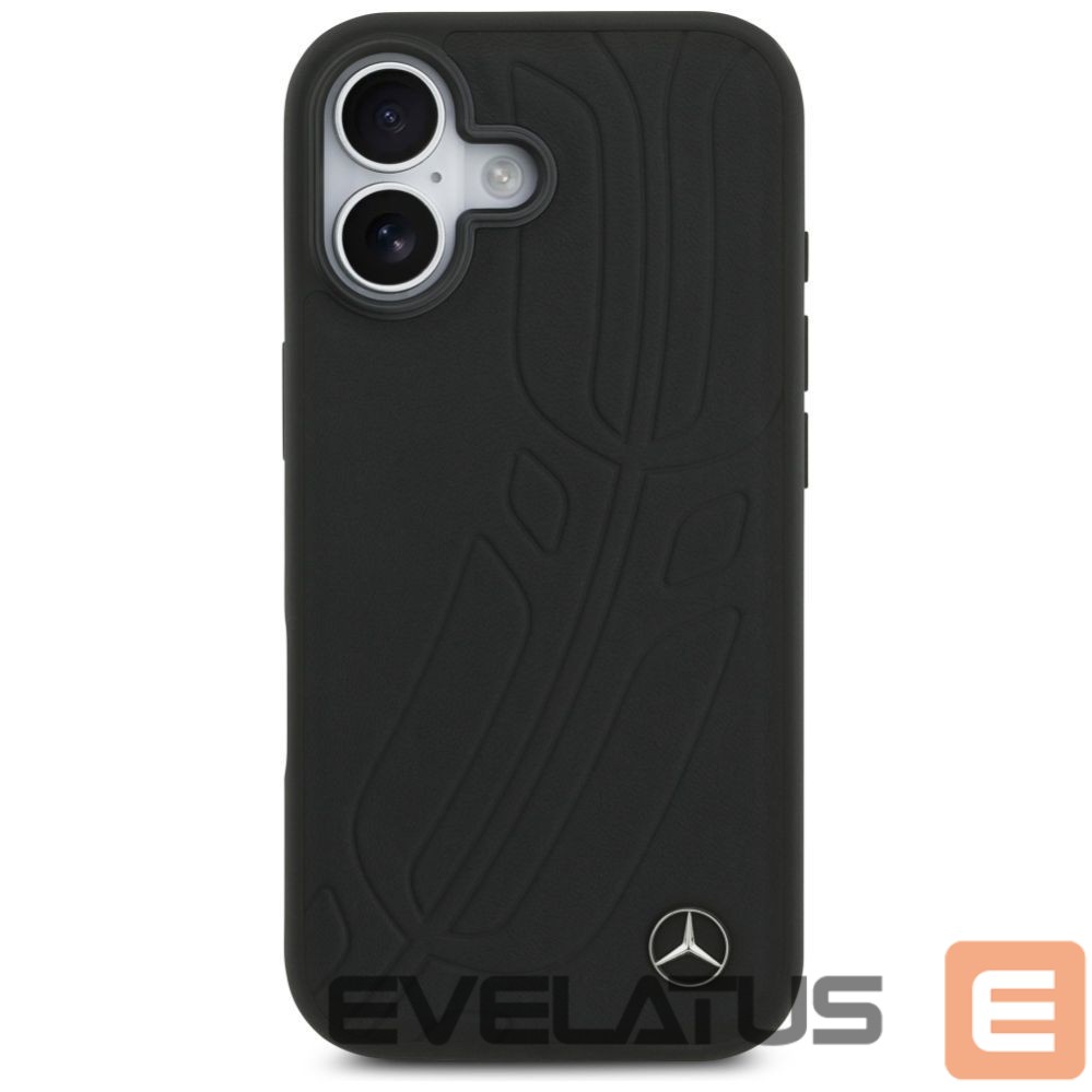 Kitos prekės Mercedes-Benz Mercedes Leather Large Laurel Leave MagSafe Case for iPhone 17 - Black