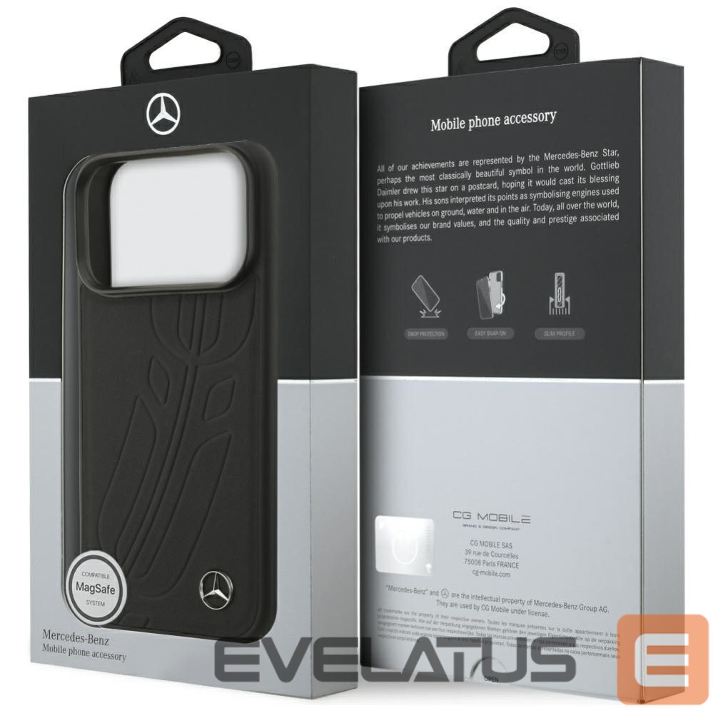 Kitos prekės Mercedes-Benz Mercedes Leather Large Laurel Leave MagSafe Case for iPhone 17 Pro - Black