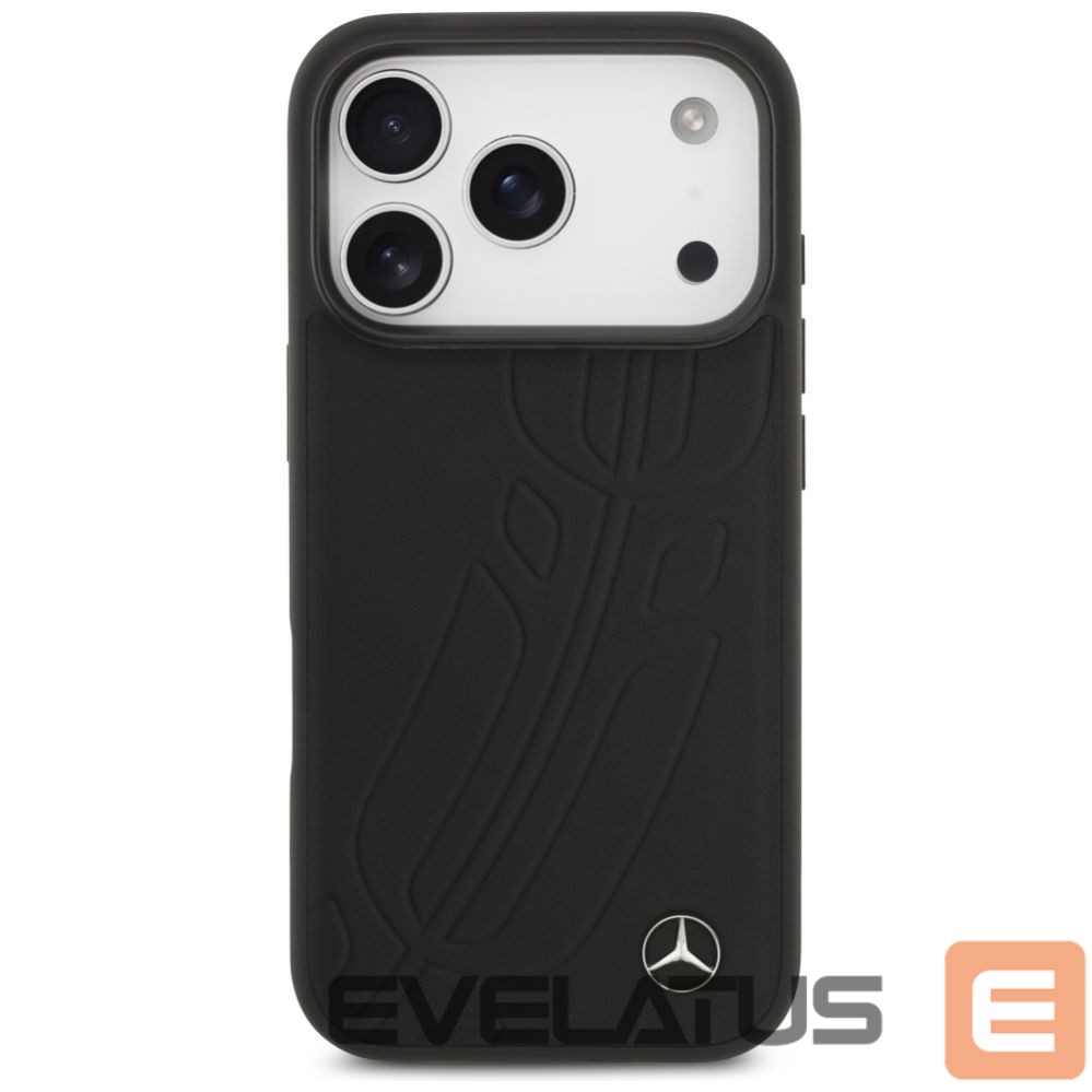 Kitos prekės Mercedes-Benz Mercedes Leather Large Laurel Leave MagSafe Case for iPhone 17 Pro - Black