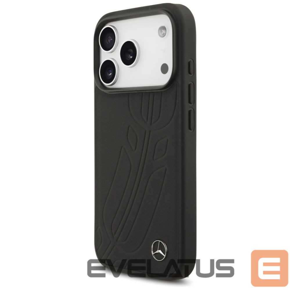 Kitos prekės Mercedes-Benz Mercedes Leather Large Laurel Leave MagSafe Case for iPhone 17 Pro - Black
