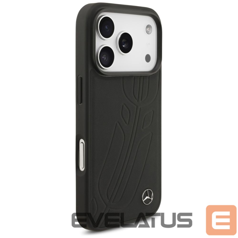 Kitos prekės Mercedes-Benz Mercedes Leather Large Laurel Leave MagSafe Case for iPhone 17 Pro - Black