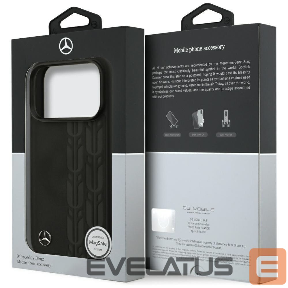 Kitos prekės Mercedes-Benz Mercedes Leather Laurel Leaves MagSafe Case for iPhone 17 Pro - Black