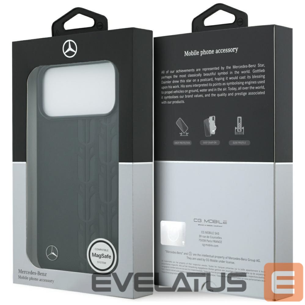 Kitos prekės Mercedes-Benz Mercedes Leather Laurel Leaves MagSafe Case for iPhone 17 Pro Max - Black