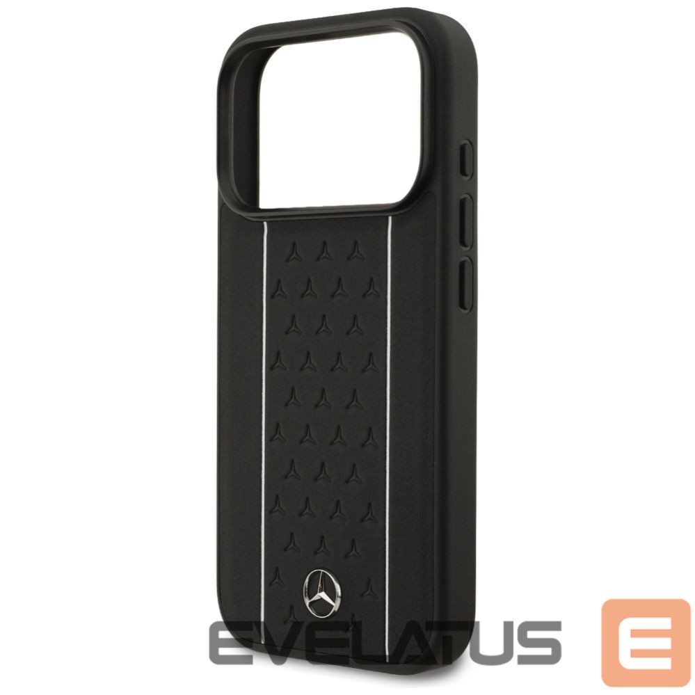 Kitos prekės Mercedes-Benz Mercedes Leather Star Pattern Stripes MagSafe Case for iPhone 17 Pro - Black