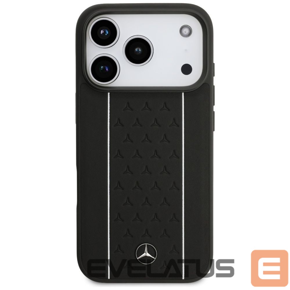 Kitos prekės Mercedes-Benz Mercedes Leather Star Pattern Stripes MagSafe Case for iPhone 17 Pro - Black