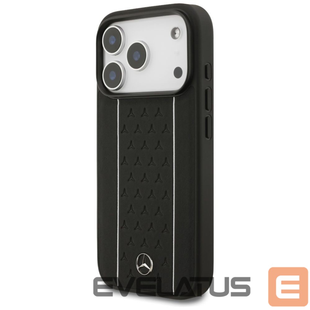 Kitos prekės Mercedes-Benz Mercedes Leather Star Pattern Stripes MagSafe Case for iPhone 17 Pro - Black