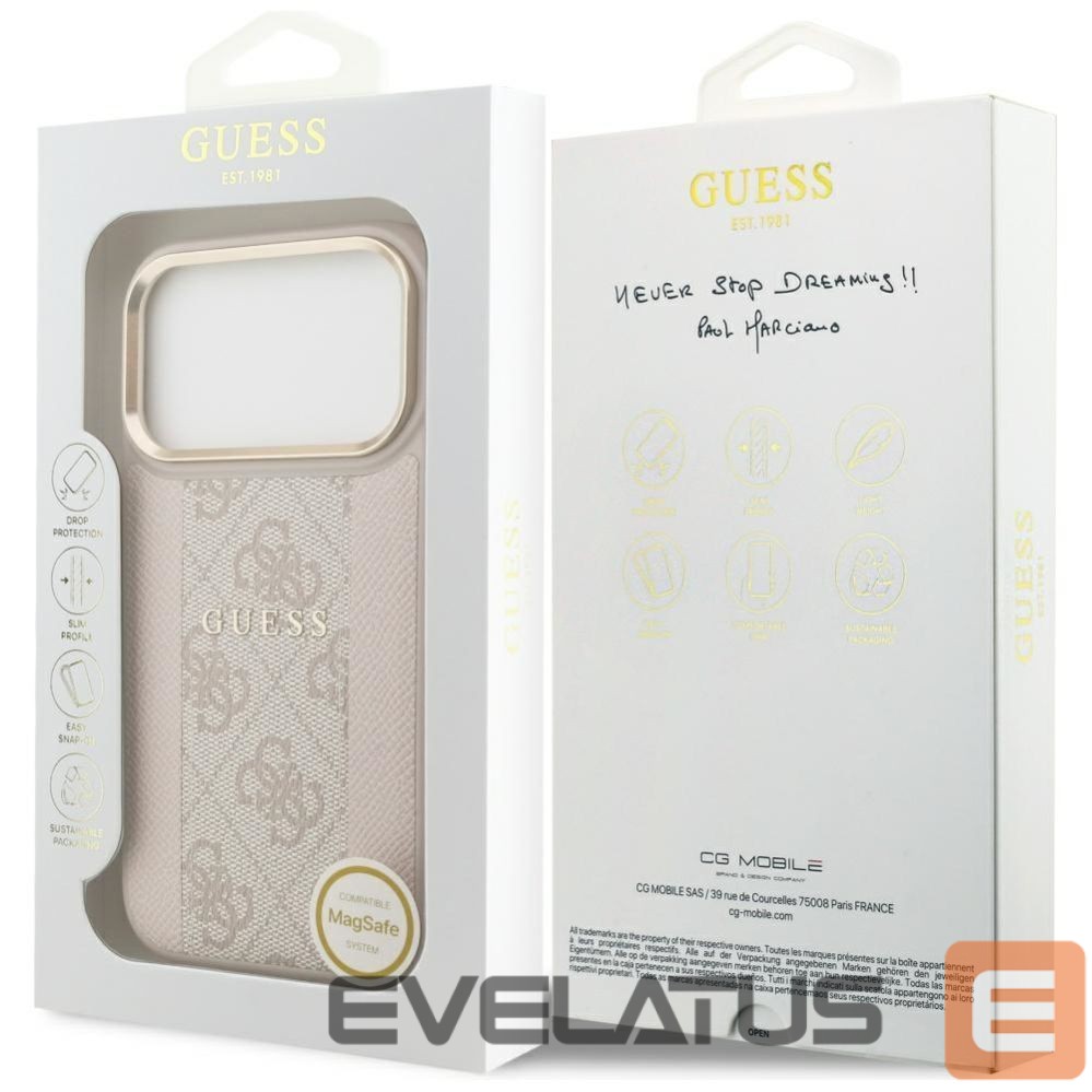 Kitos prekės Guess Guess 4G Stripe MagSafe Case for iPhone 17 Pro - Pink