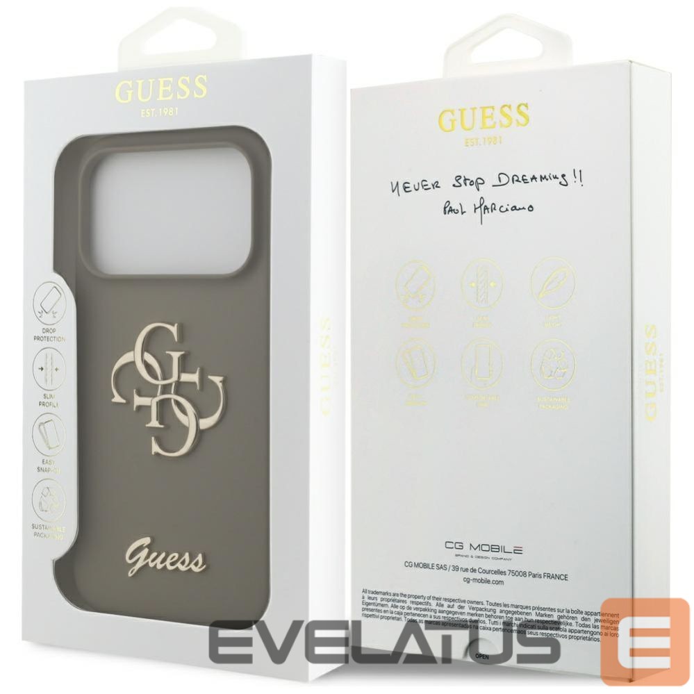 Kitos prekės Guess Guess Silicone Big 4G Script Case for iPhone 17 Pro - Brown