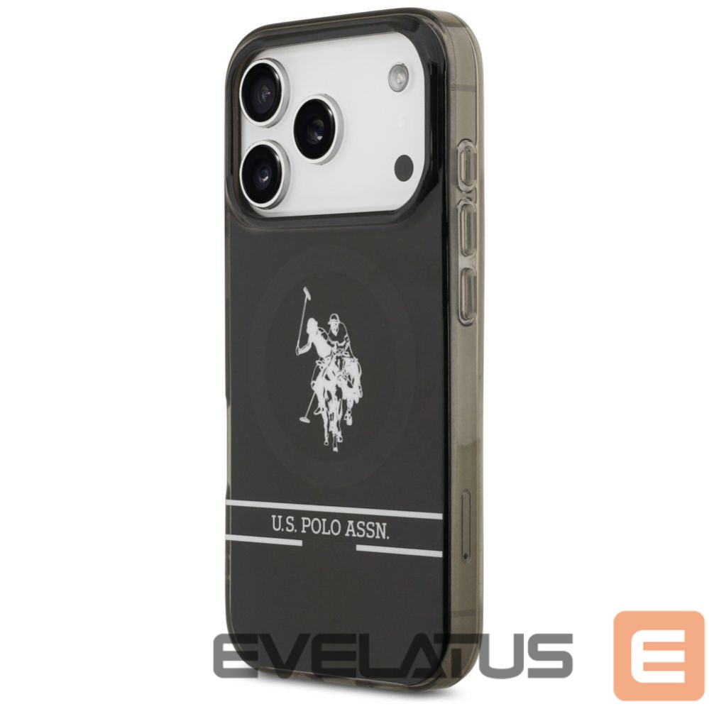 Kitos prekės U.S. Polo PU US Polo DH and Bottom Stripe Logo MagSafe Case for iPhone 17 Pro - Black