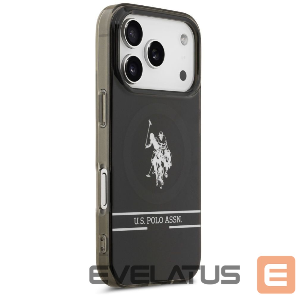 Kitos prekės U.S. Polo PU US Polo DH and Bottom Stripe Logo MagSafe Case for iPhone 17 Pro - Black