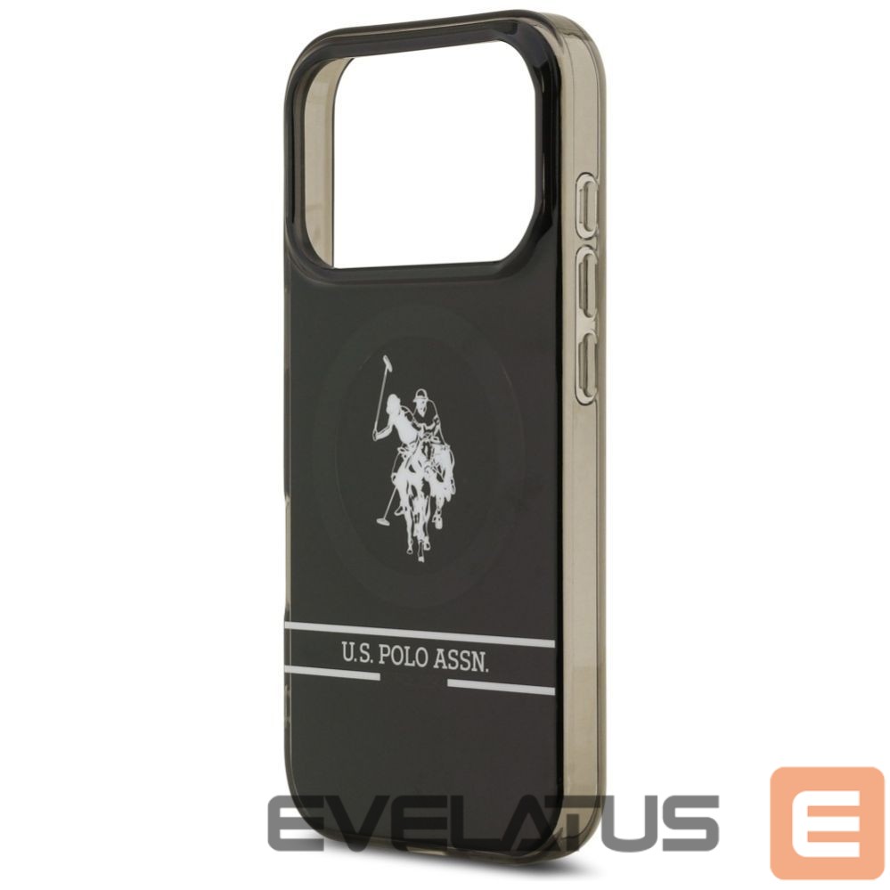 Kitos prekės U.S. Polo PU US Polo DH and Bottom Stripe Logo MagSafe Case for iPhone 17 Pro - Black