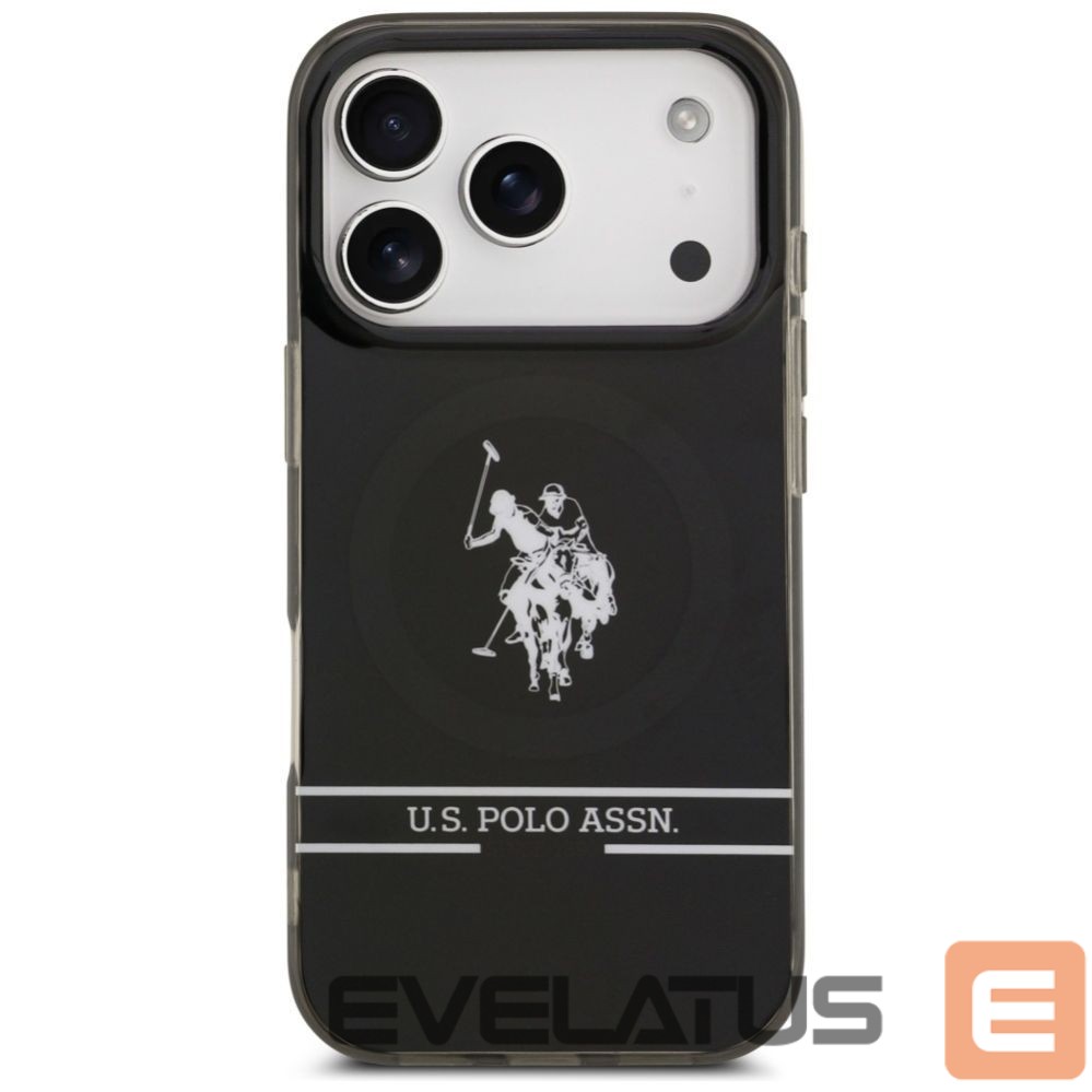 Kitos prekės U.S. Polo PU US Polo DH and Bottom Stripe Logo MagSafe Case for iPhone 17 Pro - Black