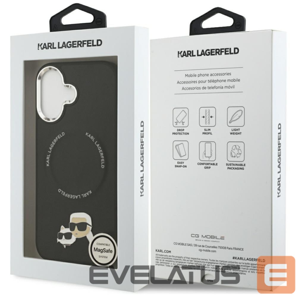 Kitos prekės Karl Lagerfeld Karl Lagerfeld Karl & Choupette Pins MagSafe Case for iPhone 17 - Black
