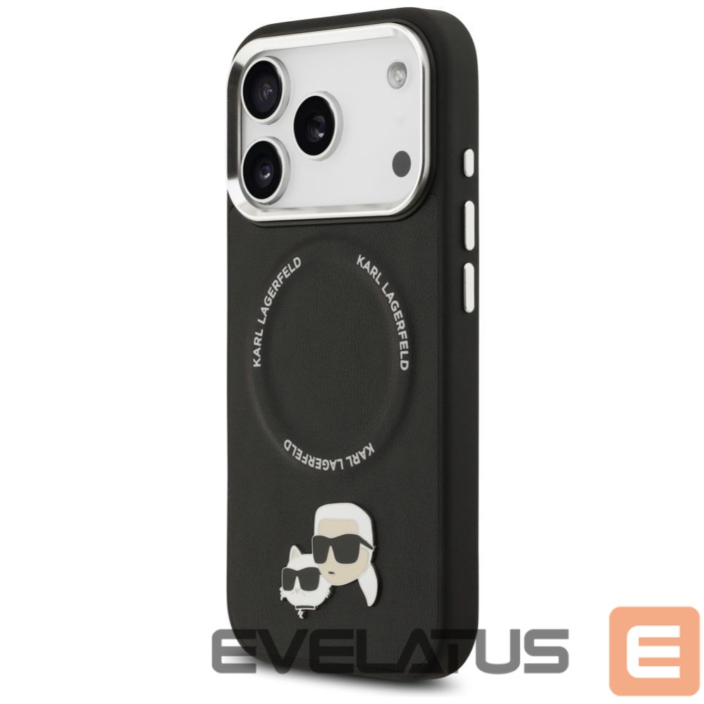 Kitos prekės Karl Lagerfeld Karl Lagerfeld Karl & Choupette Pins MagSafe Case for iPhone 17 Pro - Black