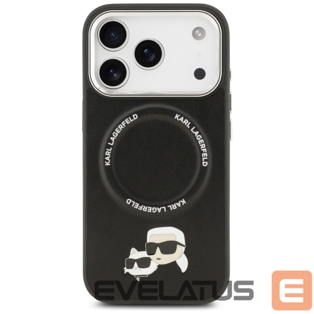 Kitos prekės Karl Lagerfeld Karl Lagerfeld Karl & Choupette Pins MagSafe Case for iPhone 17 Pro - Black