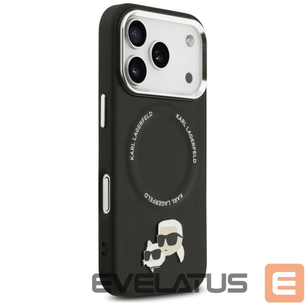 Kitos prekės Karl Lagerfeld Karl Lagerfeld Karl & Choupette Pins MagSafe Case for iPhone 17 Pro - Black