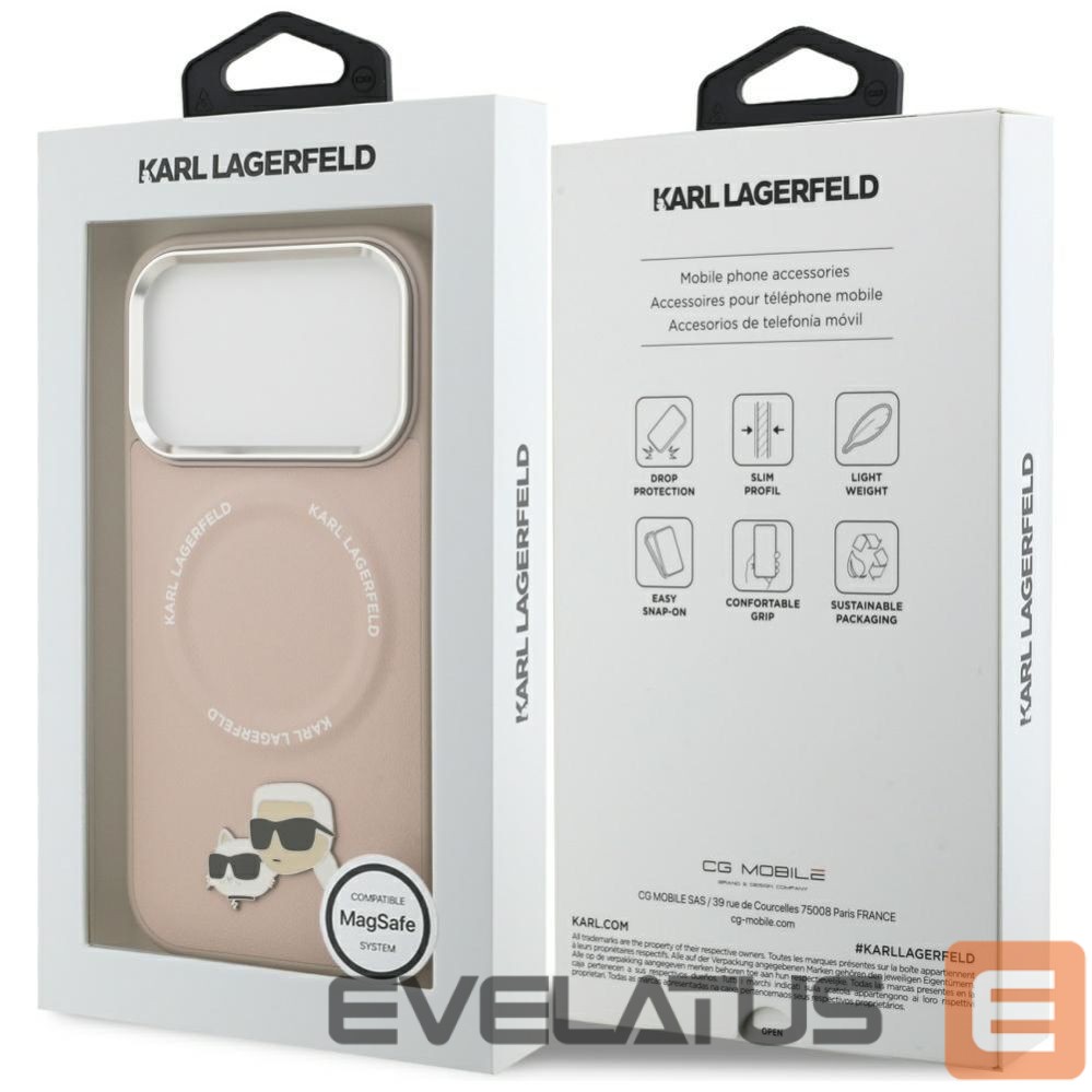 Kitos prekės Karl Lagerfeld Karl Lagerfeld Karl & Choupette Pins MagSafe Case for iPhone 17 Pro - Pink