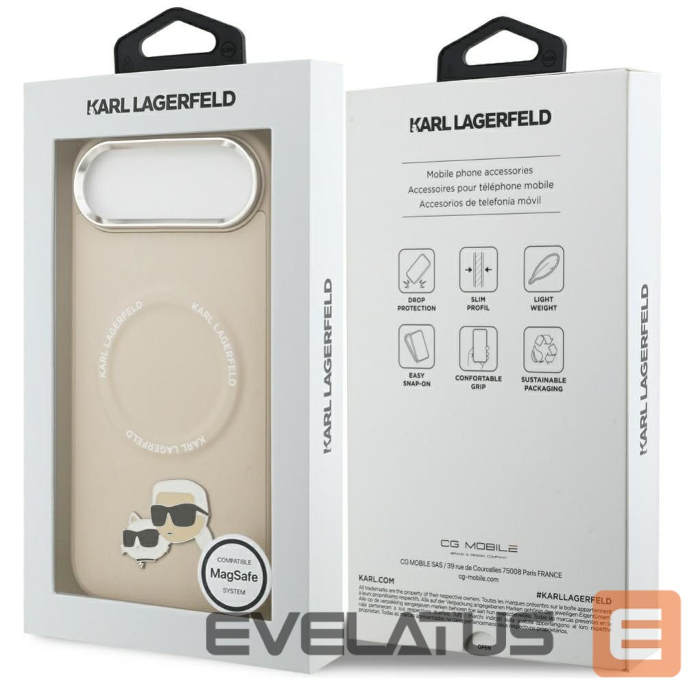 Kitos prekės Karl Lagerfeld Karl Lagerfeld Karl & Choupette Pins MagSafe Case for iPhone Air - Beige