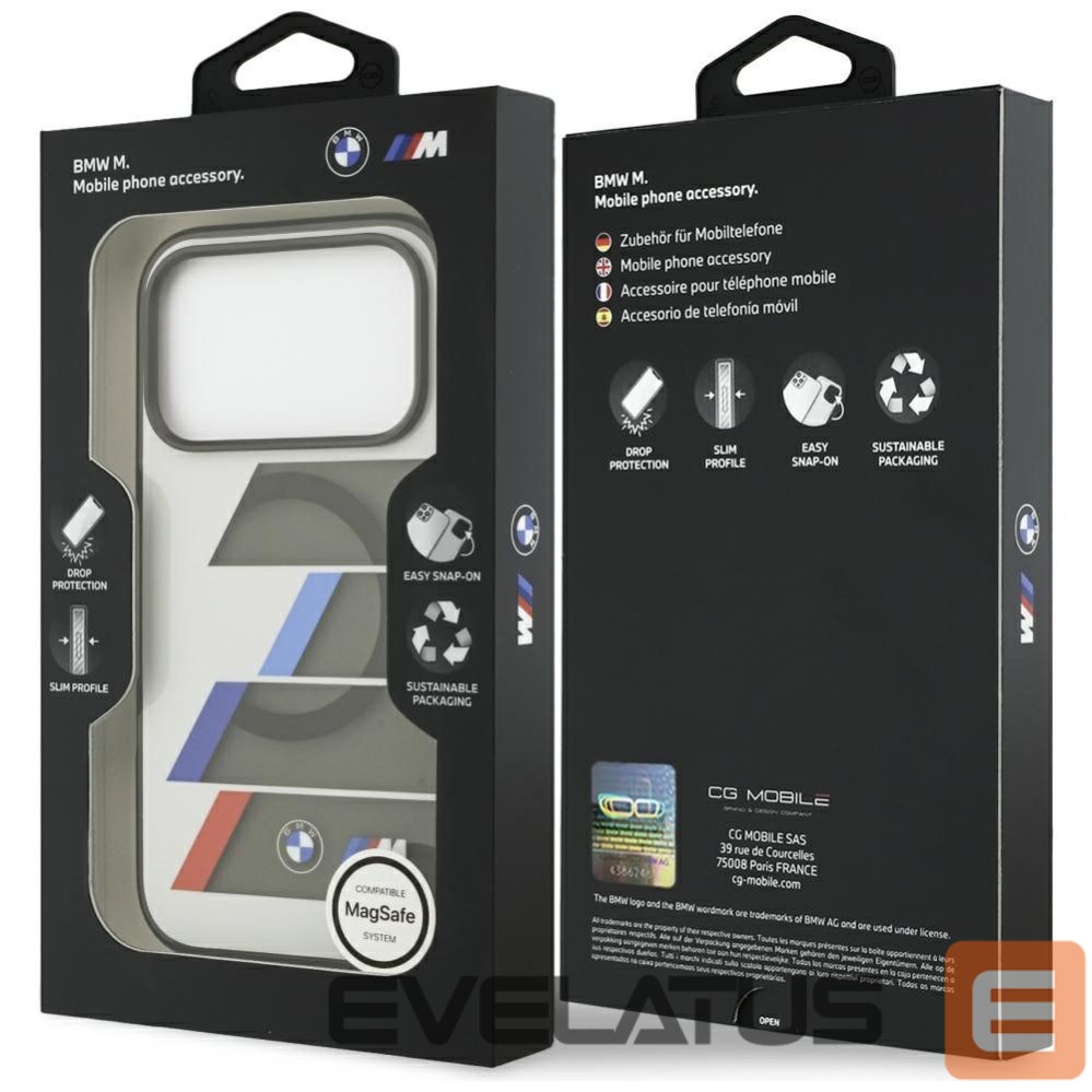 Kitos prekės BMW BMW M IML Metal Buttons Tricolor Lines MagSafe Case for iPhone 17 Pro - Gray